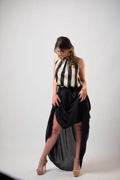 Top halter neck + gonna asimmetrica a strascico